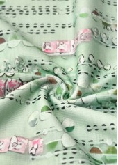 Geometric Printed Non-sequined Criss Cross Light Green T Shirt