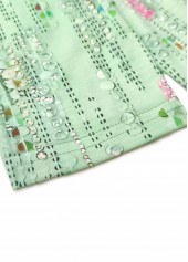 Geometric Printed Non-sequined Criss Cross Light Green T Shirt