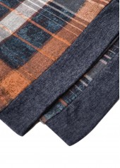 Plaid Fake 2in1 Navy Short Sleeve Shirt