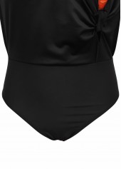 Floral Print Tie Black One Piece Swimdress