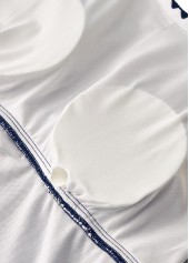 Marine Life Print Contrast Binding Navy Tankini Set