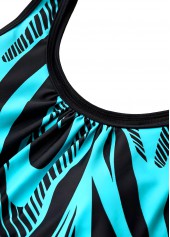 Plus Size Mint Green Geometric Print Patchwork Tankini Set