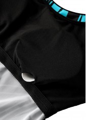 Plus Size Mint Green Geometric Print Patchwork Tankini Set