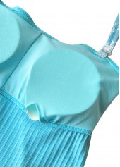 Tropical Plants Print Ruffle Jacquard Tankini Set