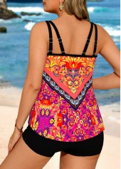 Tribal Print Bowknot Multi Color Tankini Top-No Bottom