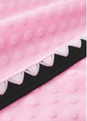 Contrast Binding V-Neck Pink Tankini Set