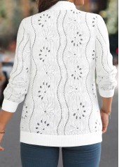 Jacquard White Long Sleeve Stand Collar Track Jacket