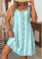 Marine Life Print Tummy Coverage Mint Green Strappy Dress