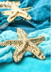 Patchwork Cut Out Cyan One Piece Swimwear