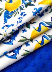 High Waisted Plants Print Ruched Royal Blue Tankini Set