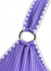 High Waisted Floral Print Light Purple Tankini Set