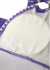 High Waisted Floral Print Light Purple Tankini Set