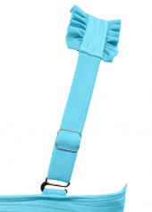 Mid Waisted Tropical Plants Print Cyan Tankini Set