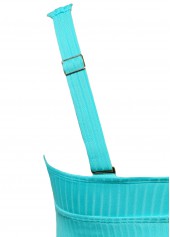 Mid Waisted Cyan Leaf Print Tankini Set