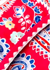 Red Mid Waisted Tribal Print Tankini Set