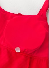 Red Mid Waisted Tribal Print Tankini Set