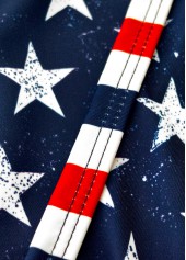 Mid Waisted American Flag Print Navy Bikini Set