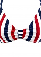 Mid Waisted American Flag Print Navy Bikini Set