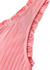 Mid Waisted Tropical Plants Print Dusty Pink Tankini Set