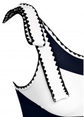 Striped Black High Elasticity One Piece Swimwear