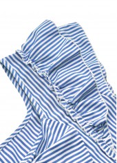 Striped Blue Short Sleeve Square Neck T Shirt