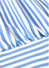 Mid Waisted Striped Blue Tankini Set
