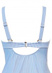 Mid Waisted Striped Blue Tankini Set