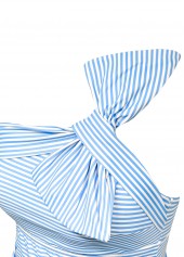 Mid Waisted Striped Light Blue Tankini Set