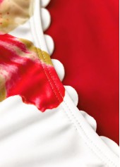 Plus Size Mid Waisted Red Floral Print Tankini Set