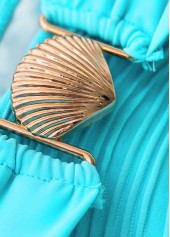 Mid Waisted Cyan Patchwork Bikini Set