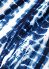 Mid Waisted Tie Dye Print Navy Tankini Set