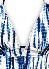 Mid Waisted Tie Dye Print Navy Tankini Set
