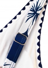 Plus Size Blue Floral Print One Piece Swimwear