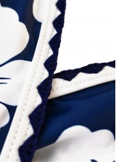 Plus Size Blue Floral Print One Piece Swimwear