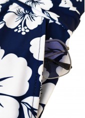Plus Size Blue Floral Print One Piece Swimwear