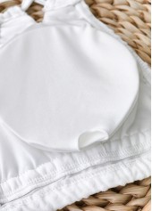 Mid Waisted White V-Neck Bikini Set