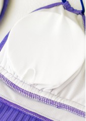 Mid Waisted Floral Print Purple Tankini Set