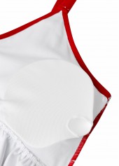 Striped Red V-Neck One Piece Swimwear