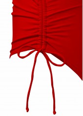 Striped Red V-Neck One Piece Swimwear