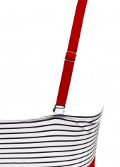 Striped Red V-Neck One Piece Swimwear