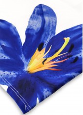 Mid Waisted Floral Print Royal Blue Tankini Set