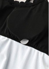 Mid Waisted Floral Print Black Tankini Set