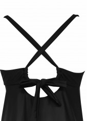 Mid Waisted Floral Print Black Tankini Set