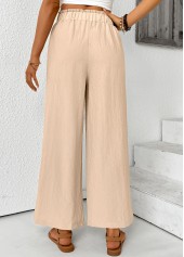Light Coffee Wide Leg Elastic Waist High Waisted Pants