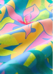 Mid Waisted Floral Print Blue Tankini Set