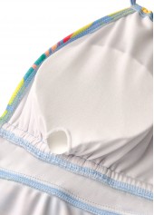 Mid Waisted Floral Print Blue Tankini Set