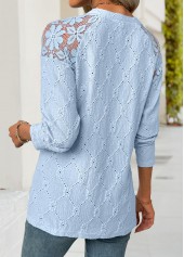 Light Blue Long Sleeve Round Neck T Shirt