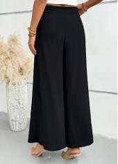 Black Wide Leg Zipper Fly Mid Waisted Pants