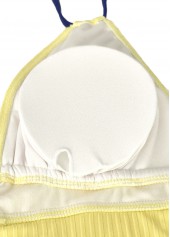 Mid Waisted Tropical Plants Print Light Yellow Tankini Set