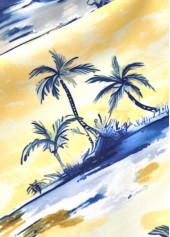 Mid Waisted Tropical Plants Print Light Yellow Tankini Set